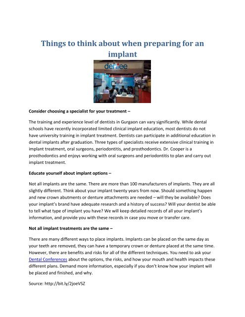 Dental Conferences - Things to think about when preparing for an implant