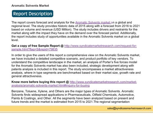 Aromatic Solvents Market, 2015-2021