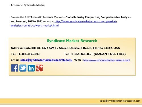 Aromatic Solvents Market, 2015-2021