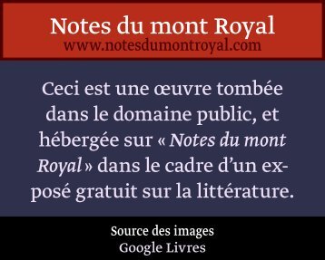 chapitre premier. - Notes du mont Royal