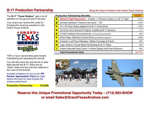 Grand Texas Airshow Production Partner Guide