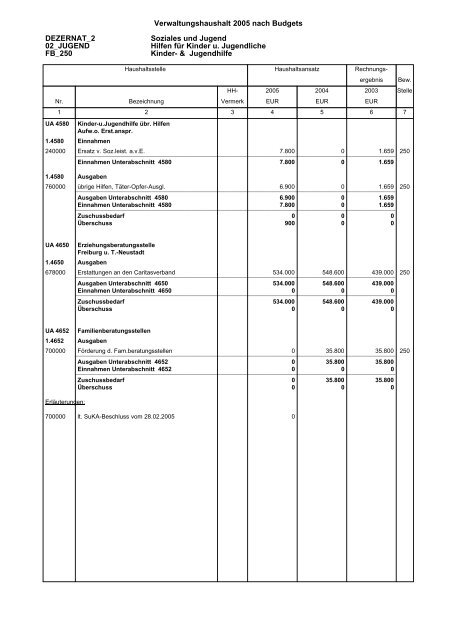 Budget Verwaltungshaushalt Dezernat 1 - Landratsamt Breisgau ...