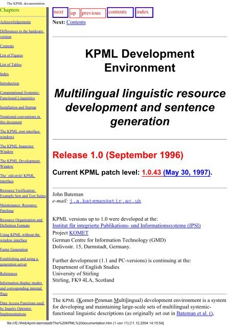 The KPML documentation