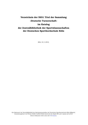 Deutsche Turnerschaft - Zentralbibliothek der Sportwissenschaften