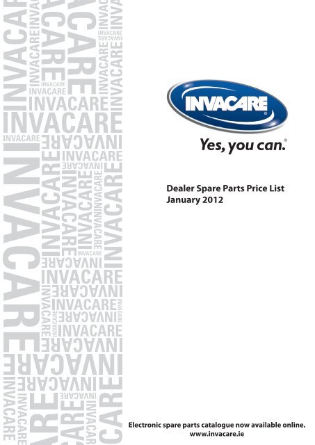 Dealer Spare Parts Price List January 2012 - Invacare