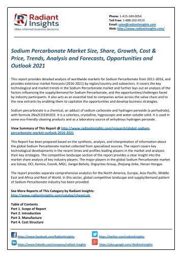 Sodium Percarbonate Market Trends, Analysis and Forecasts 2021