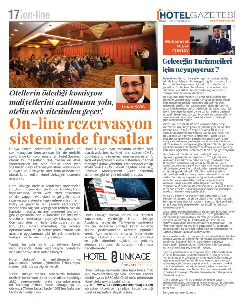 HOTEL GAZETESİ  ŞUBAT 1 SAYI 2017