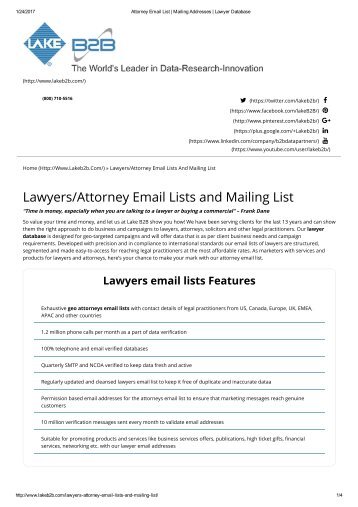 Mailing address lists of lawyers