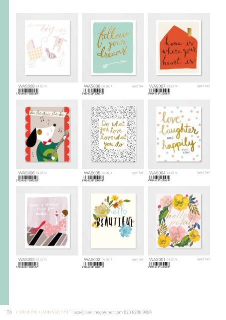 Caroline Gardner SS17 Greeting Cards