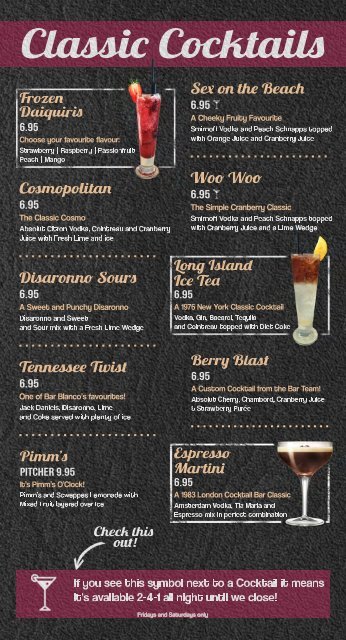 JJ Whispers Cocktail Menu