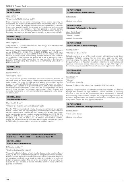 Table of Contents - WOC 2012