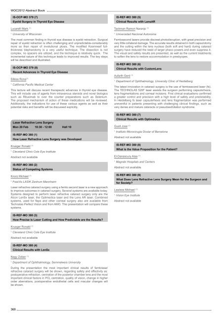 Table of Contents - WOC 2012