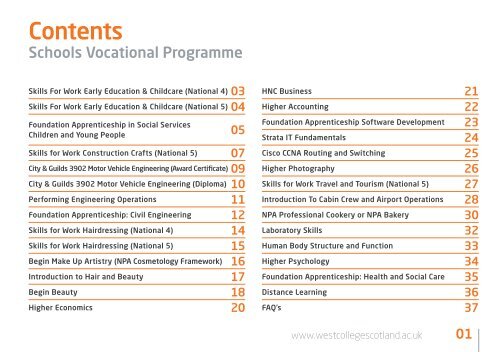 Vocational Schools Programmes 2017-18 - Clydebank Campus