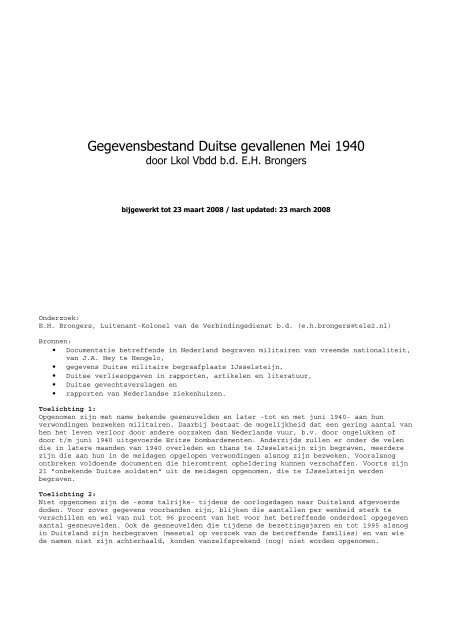 Gegevensbestand Duitse gevallenen Mei 1940 - De Slag om de ...