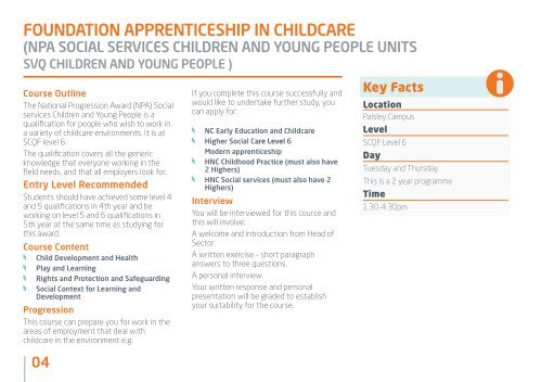 Vocational Schools Programmes 2017-18 - Paisley