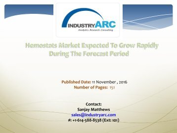 Hemostats Market: America Is Expected To Be The Major Contributor | IndustryARC