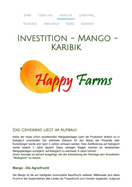 Mangos geben biologisch sichere Erträge! - Happy Farms