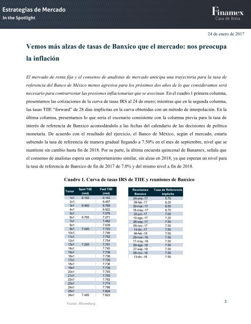 Vemos más alzas de tasas de Banxico que el mercado nos preocupa la inflación