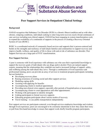 Peer Support Services in Outpatient Clinical Settings