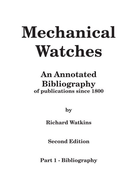 An Annotated Bibliography - Richard Watkins Horological books