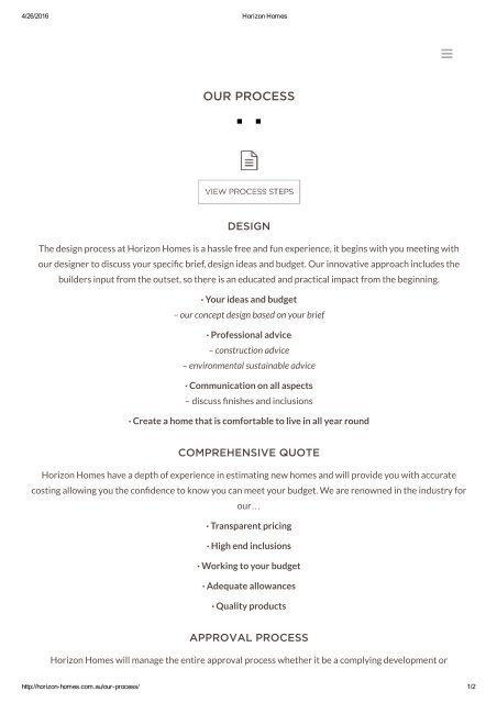 Horizon Homes Our Process