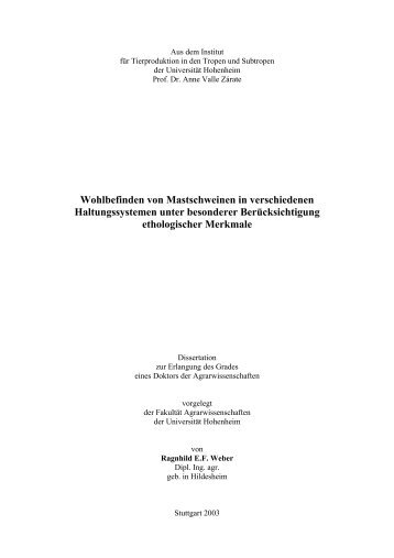 Wohlbefinden von Mastschweinen in verschiedenen - Universität ...