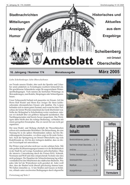 März 2005 Aus unserem Inhalt: - Scheibenberg