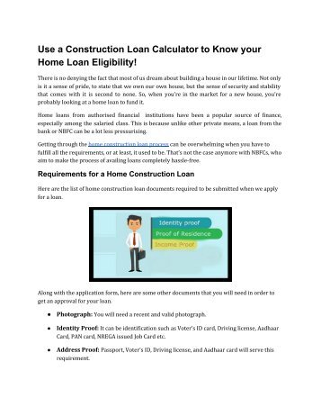 Use a Construction Loan Calculator to Know your Home Loan Eligibility