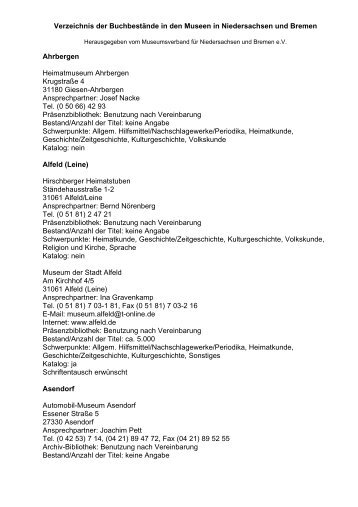 Verzeichnis der MuseumsbibliothekenNeu - Museumsverband für ...