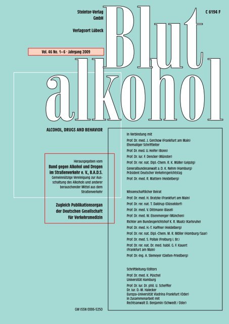 Blutalkohol 2009 Bads Bund Gegen Alkohol Und Drogen Im