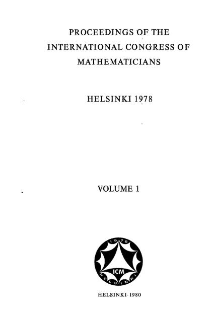 Proceedings Of The International Congress Of Mathematicians