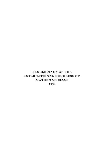 proceedings of the international congress of mathematicians 1958