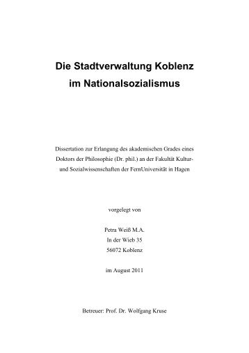 Die Stadtverwaltung Koblenz im Nationalsozialismus