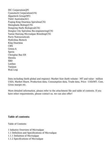 Global Microalgae Market Research Report 2016