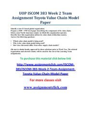 UOP ISCOM 383 Week 2 Team Assignment Toyota Value Chain Model Paper