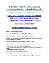 UOP ISCOM 361 Week 5 Individual Assignment Accent Industries Example