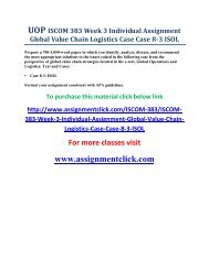 UOP ISCOM 383 Week 3 Individual Assignment Global Value Chain Logistics Case Case 8