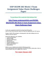 UOP ISCOM 383 Week 3 Team Assignment Value Chain Challenges Paper