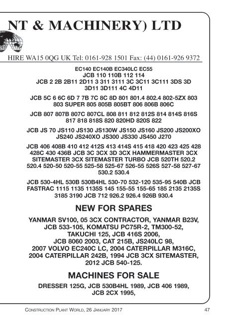 Construction Plant World  - 26th January 2017