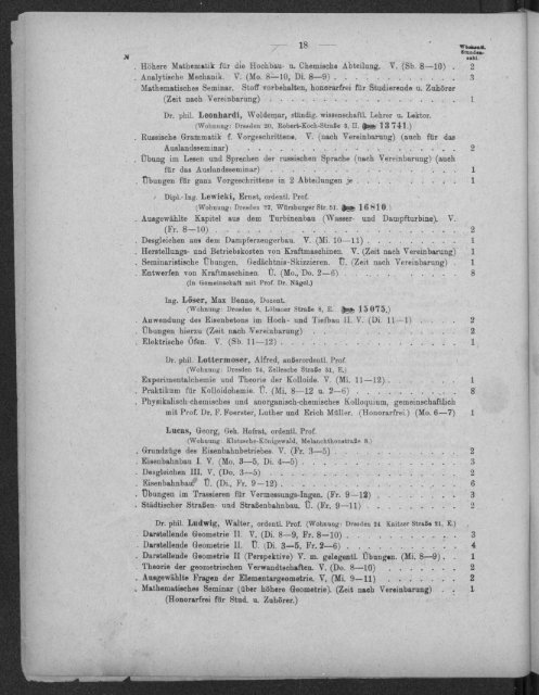 Verzeichnis der Vorlesungen und Übungen samt den Stunden- und Studienplänen Wintersemester 1920/21
