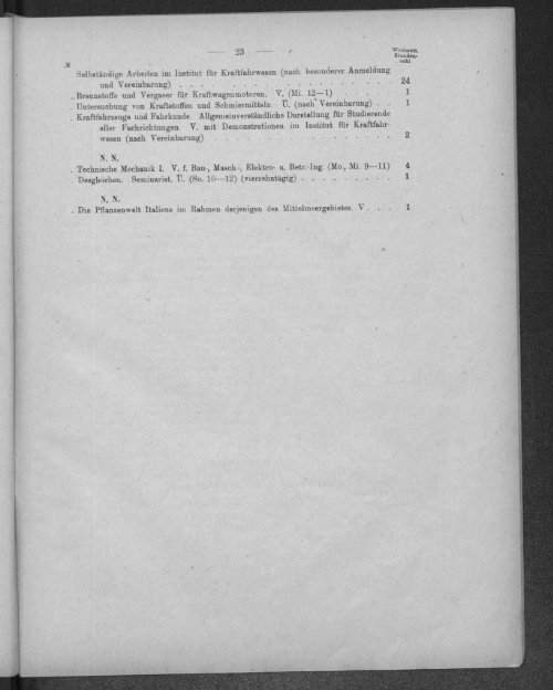 Verzeichnis der Vorlesungen und Übungen samt den Stunden- und Studienplänen Wintersemester 1920/21