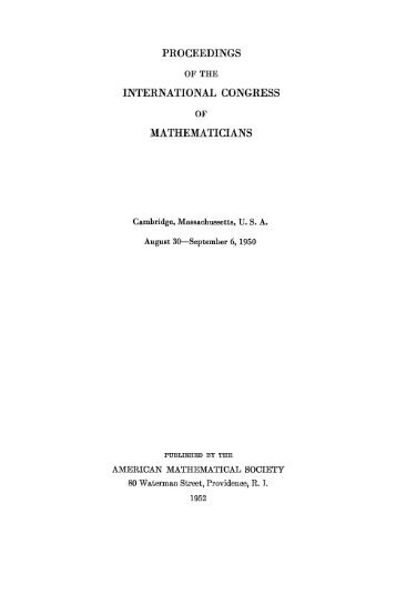 PROCEEDINGS INTERNATIONAL CONGRESS MATHEMATICIANS