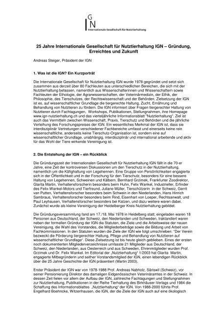 25 Jahre IGN - Gründung, Erreichtes und Zukunft - Internationale ...