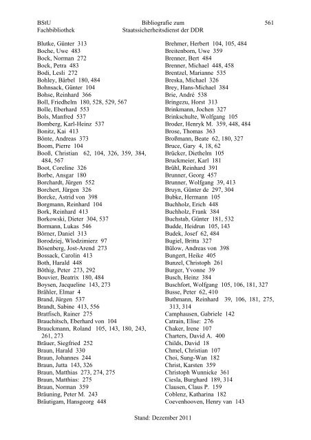 Bibliografie zum Staatssicherheitsdienst der DDR - BStU