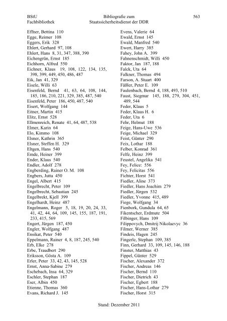 Bibliografie zum Staatssicherheitsdienst der DDR - BStU