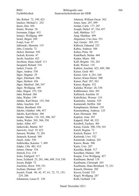 Bibliografie zum Staatssicherheitsdienst der DDR - BStU