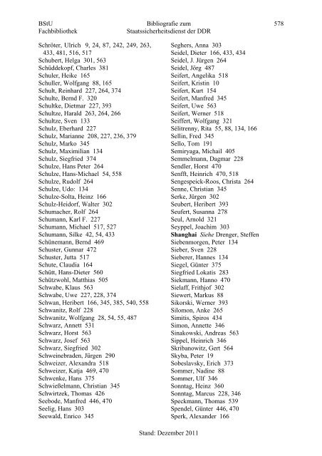 Bibliografie zum Staatssicherheitsdienst der DDR - BStU