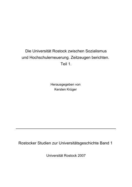 Die Universität Rostock zwischen Sozialismus - RosDok ...
