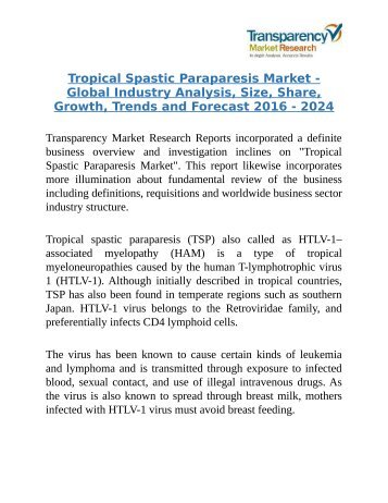 Global Tropical Spastic Paraparesis Market