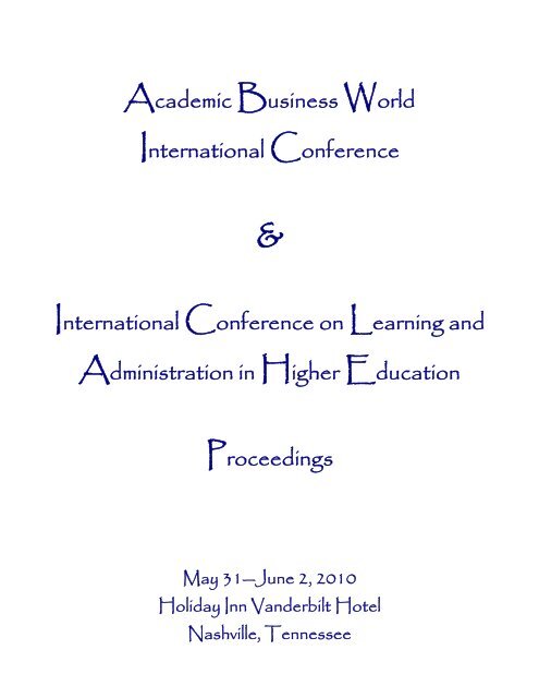 Academic Business World International Conference International 